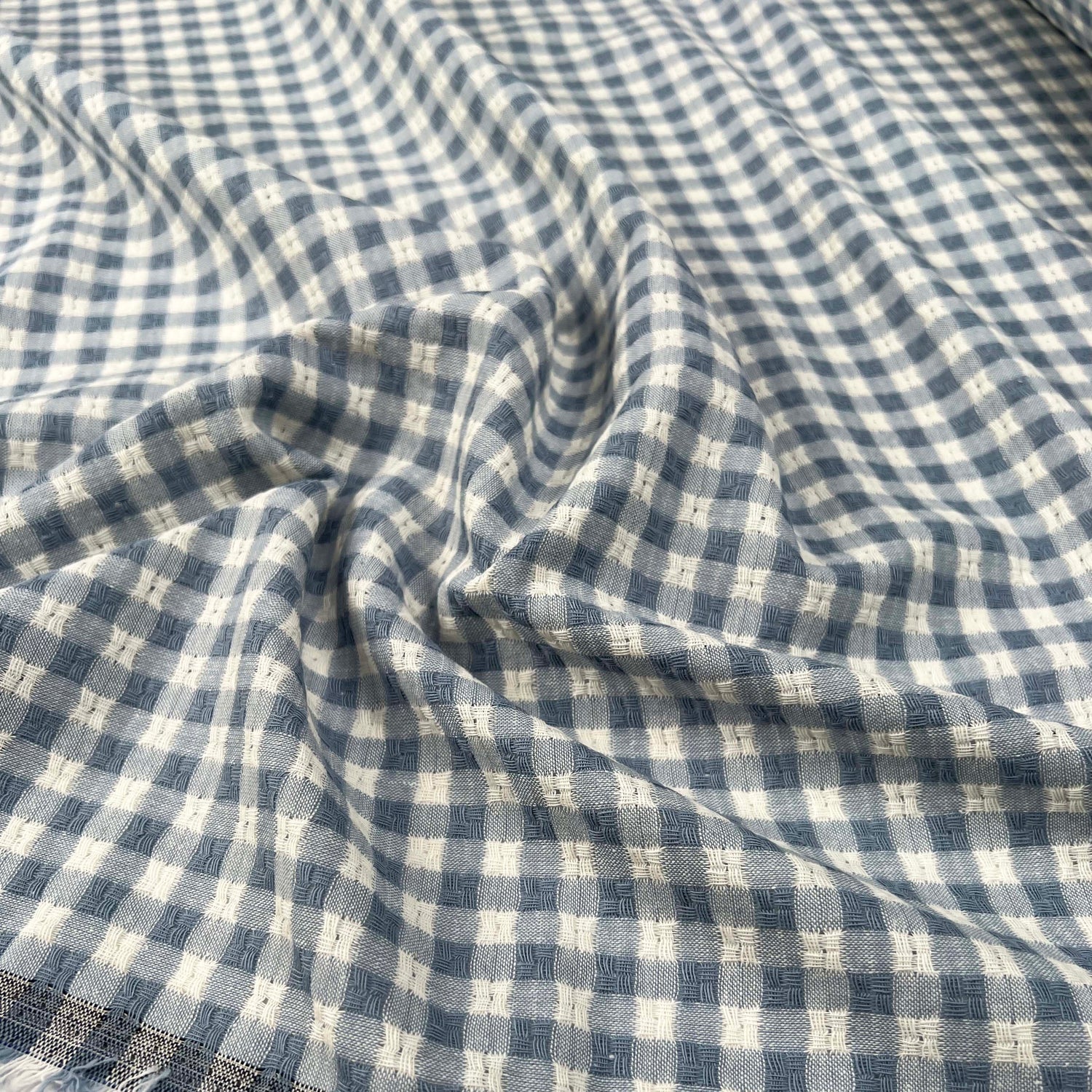 Washed_Cotton_Gingham_Jacquard_Dusty_Blue_Check_White_Woven_Shirting_Fabric_CU