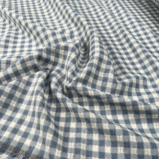 Washed_Cotton_Gingham_Jacquard_Dusty_Blue_Check_White_Woven_Shirting_Fabric_CU