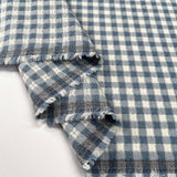 Washed_Cotton_Gingham_Jacquard_Dusty_Blue_Check_White_Woven_Shirting_Fabric_Fold