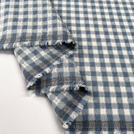 Washed Cotton Gingham Jacquard - Dusty Blue