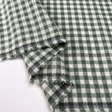 Washed_Cotton_Gingham_Jacquard_Dusty_Mint_Green_Check_White_Woven_Shirting_Fabric_Fold