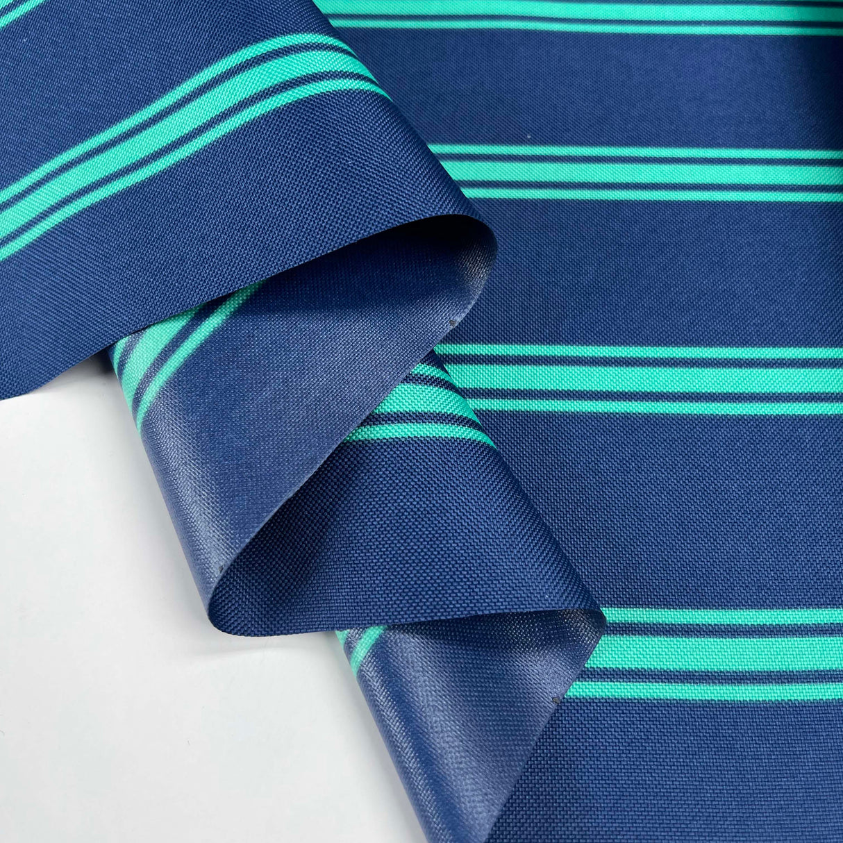 Water Resistant Canvas Blue Stripe Fabric Fold