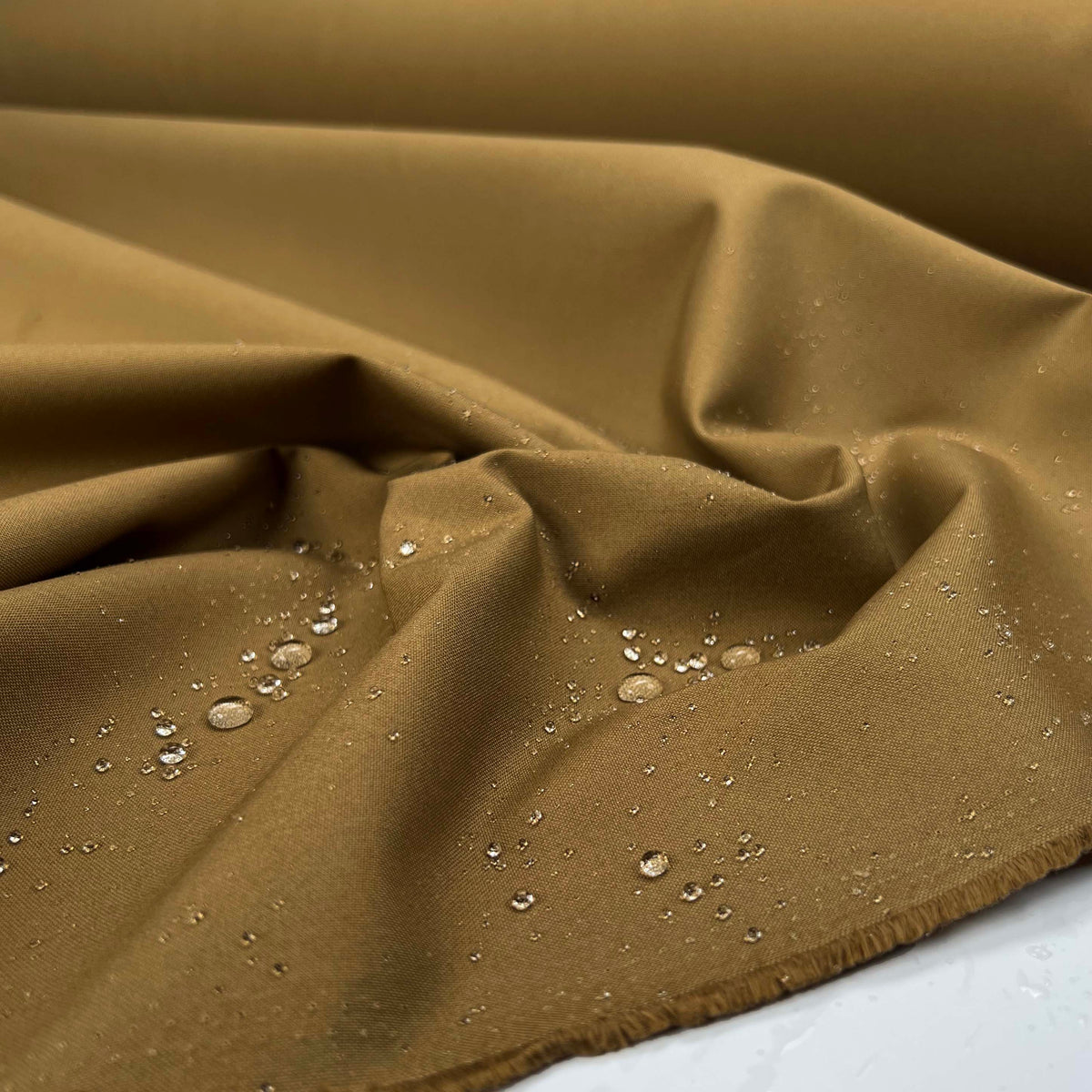 Water Resistant Cotton Cambric 8oz Beige Plain Coating Fabric Splash