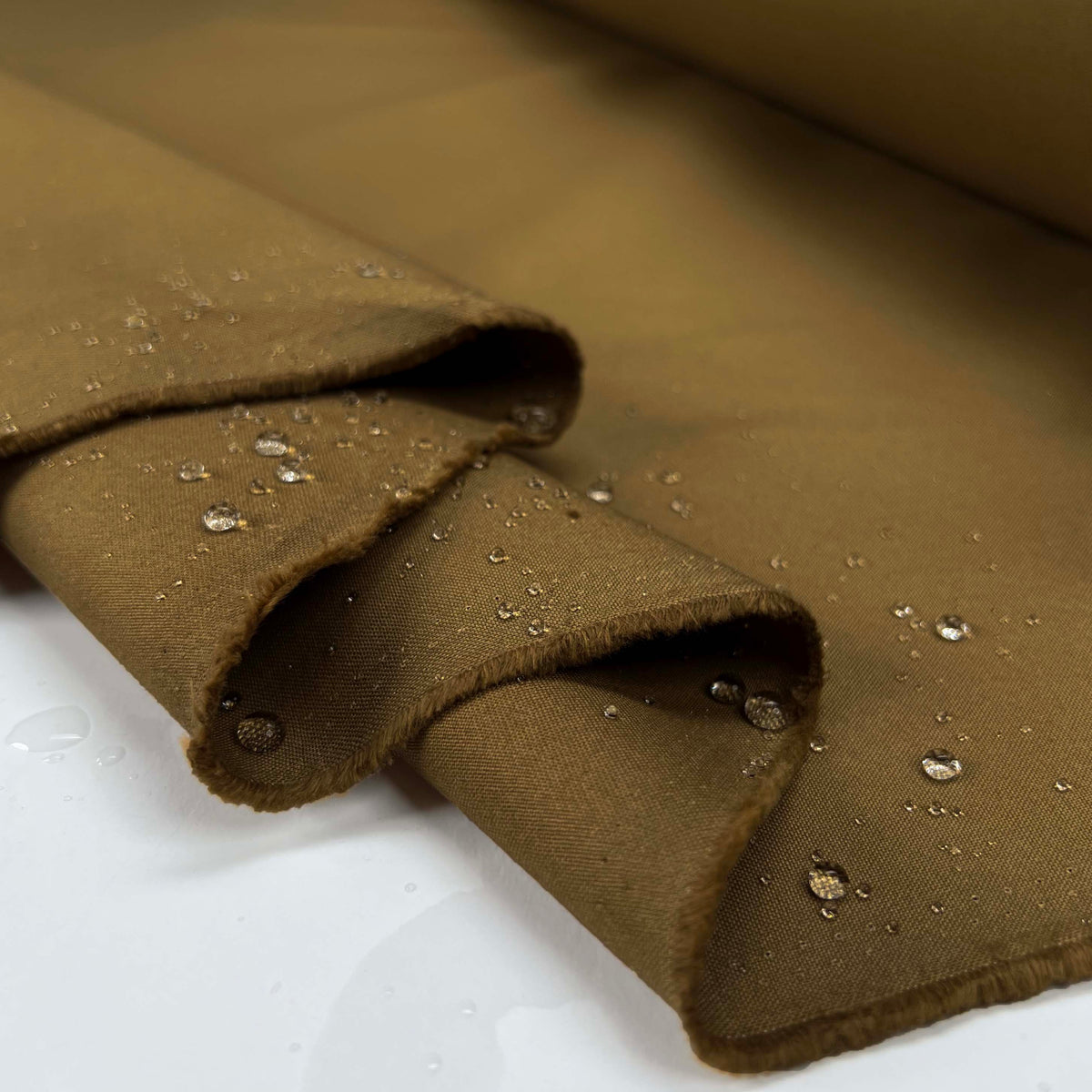 Water Resistant Cotton Cambric 8oz Beige Plain Coating Fabric Fold