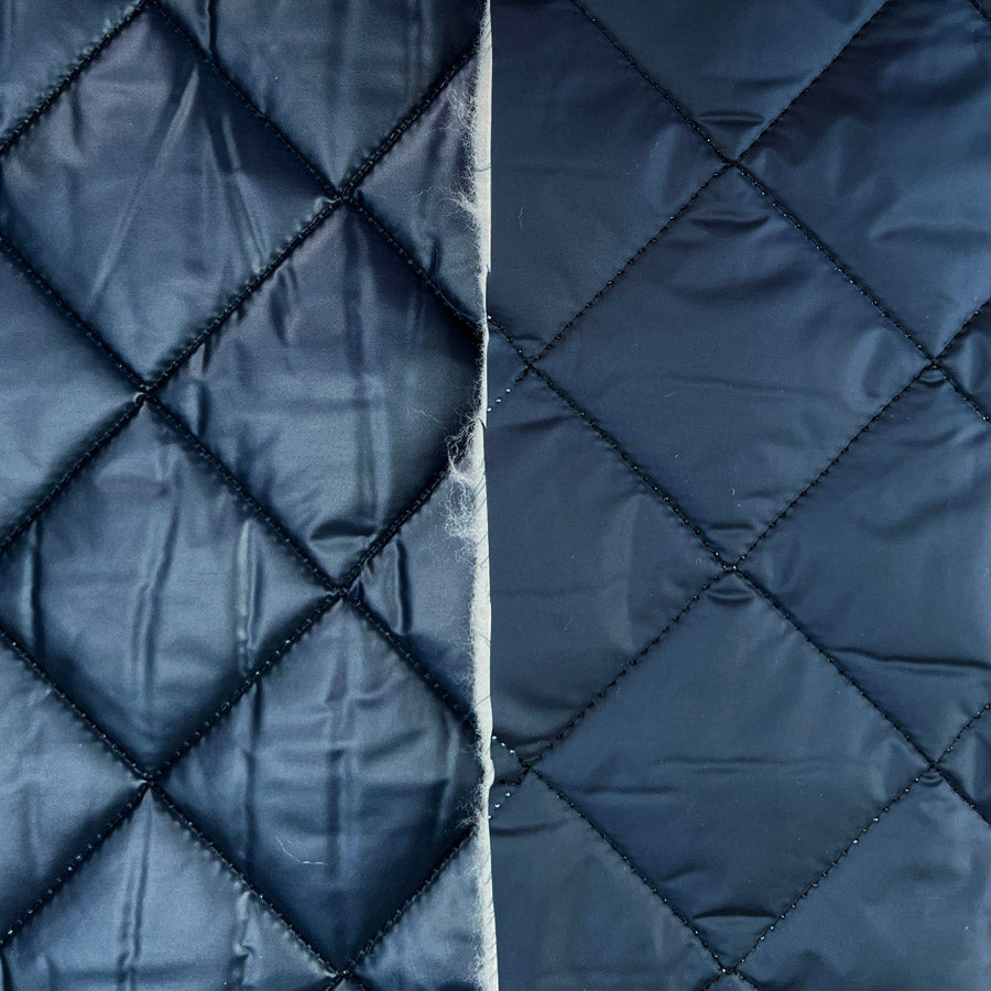 Water Resistant Diamond Quilted Fabric Luxury Quilting Navy