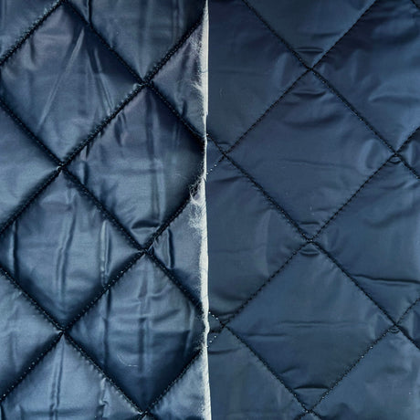 Water Resistant Diamond Quilted Fabric Luxury Quilting Navy