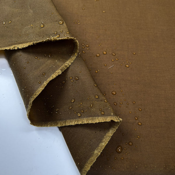 Waxed Cotton Canvas Tan Brown Waterproof British Coating Fabric CU