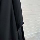 What Shines Yonder Polyester Navy Black Satin Heavy Dress Fabric Hang