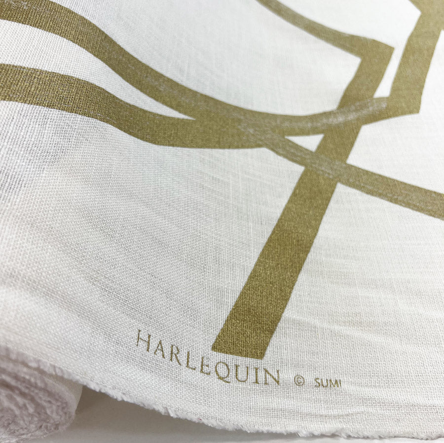 Harlequin Aphrodite White and Gold Viscose Linen Fabric Roll