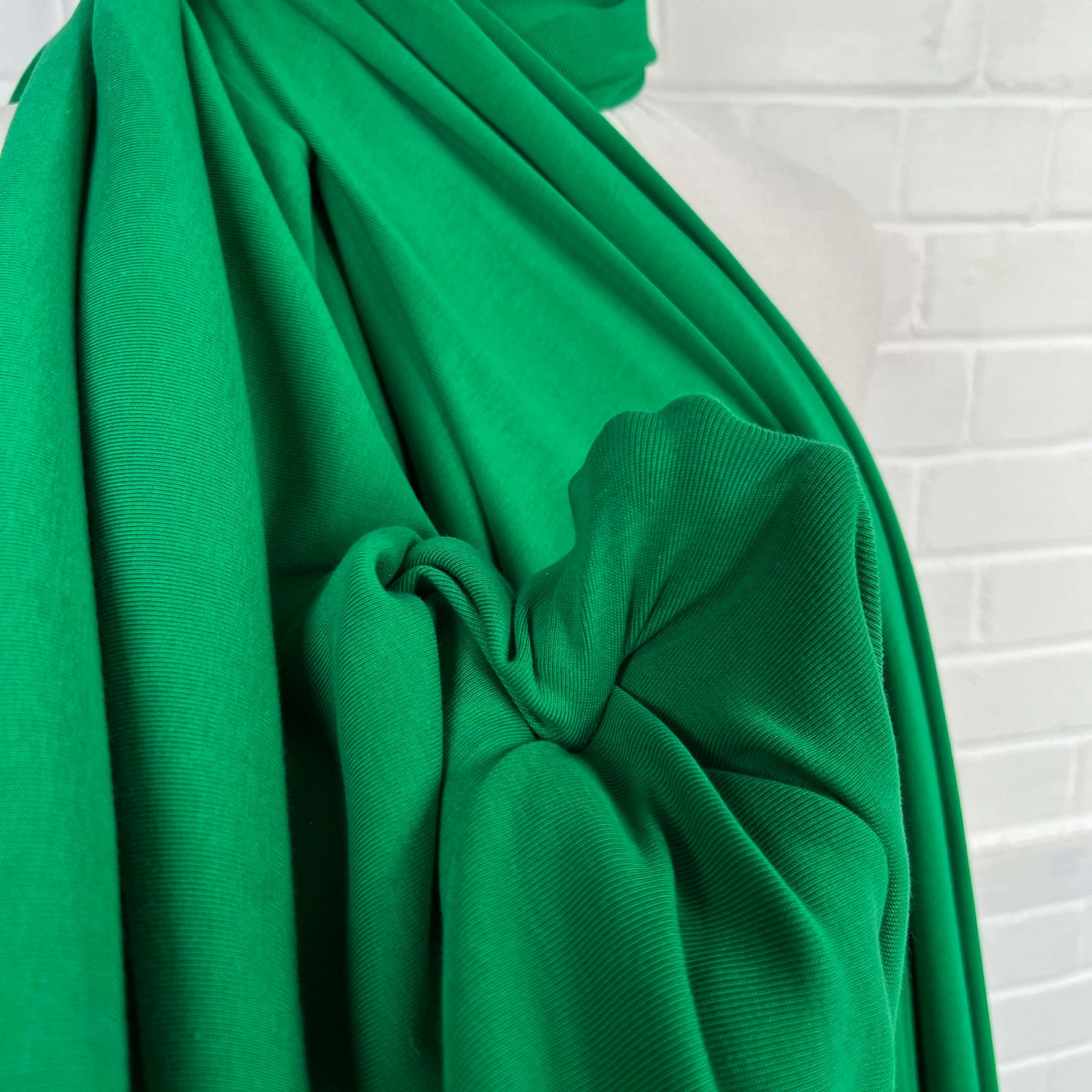 Wicked Viscose Elastane Green Plain Jersey Fabric
