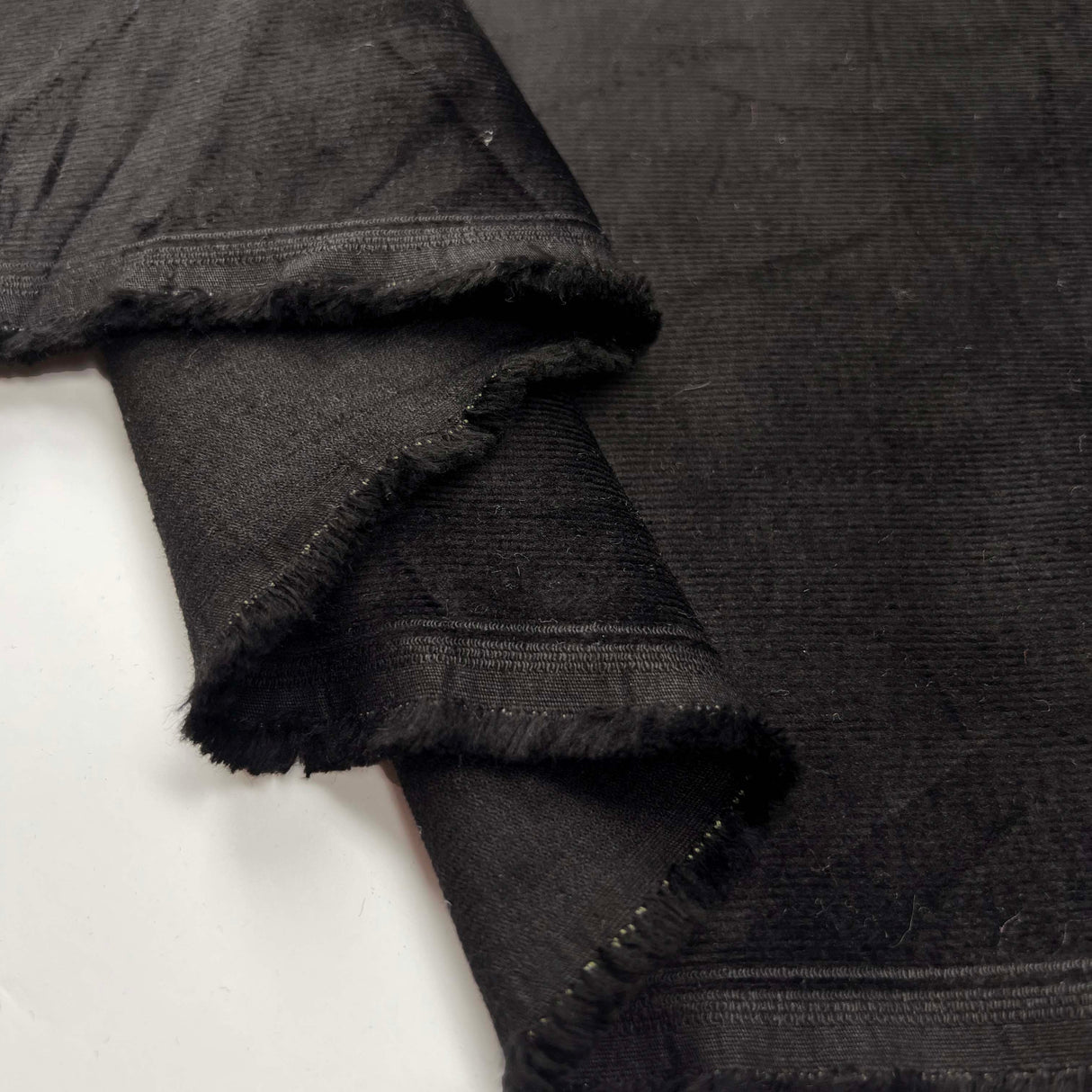 Cotton Elastane Stretch Needlecord Fabric Win Win - Black Velour Fold