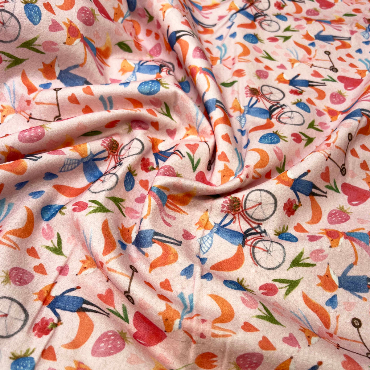 Brushed Cotton Flannel Fabric | Winceyette - Foxy Love | Croft Mill