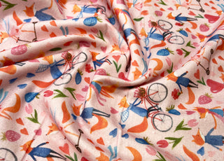 Winceyette Foxy Love Pink Cotton Soft Brushed Flannel Childrens Fabric CU