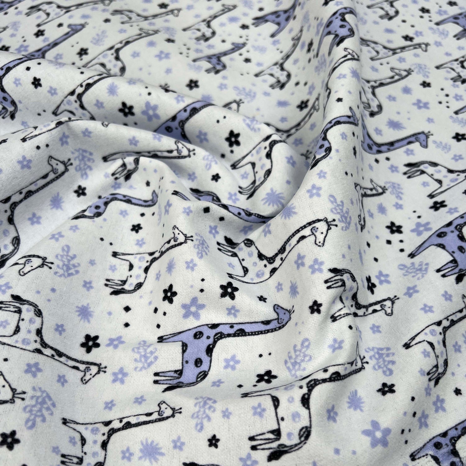 Winceyette - Giraffes - Blue