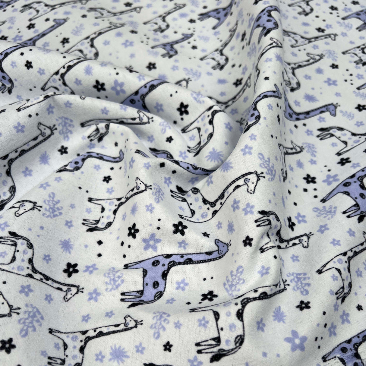 Winceyette - Giraffes - Blue