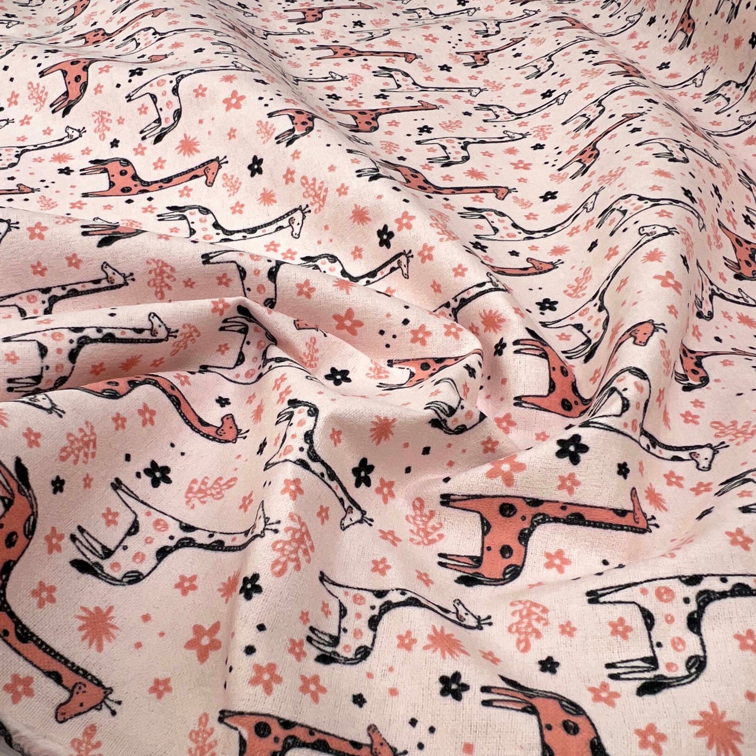Winceyette - Giraffes - Pink