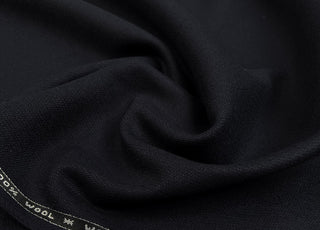 Wool Suiting Vertical Ribs Dark Navy British Woven Fabric CU