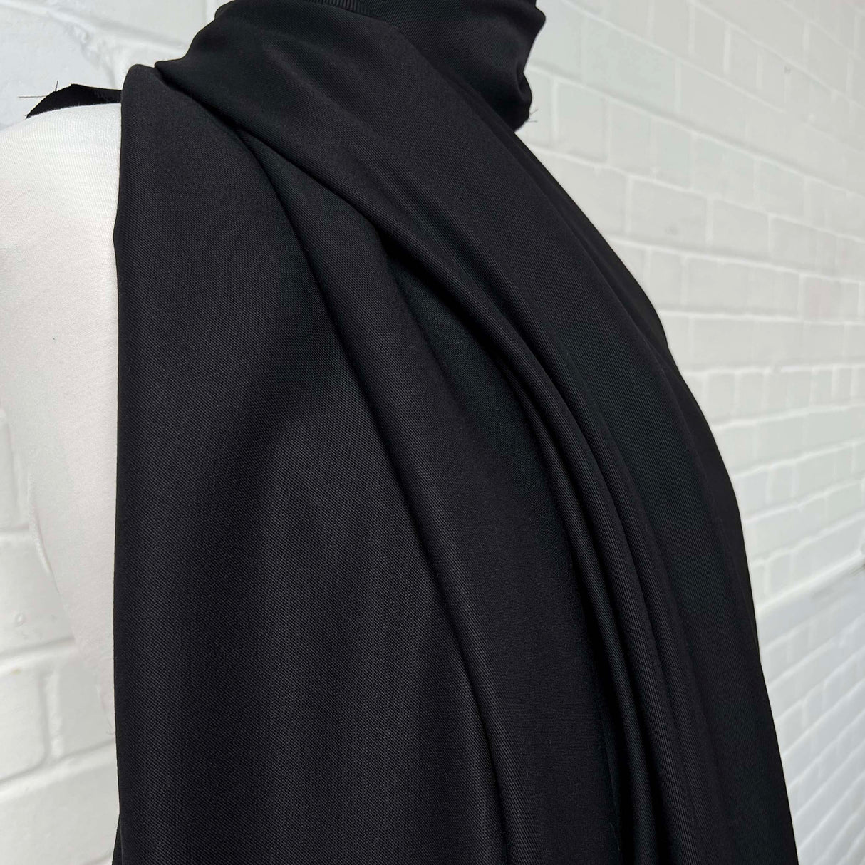 You Just Know It Wool Italian Ex Designer Black Heavy Woven Suiting Fabric Close UP