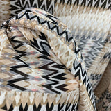 Abstract Zig Zag - Beige & Black Chiffon