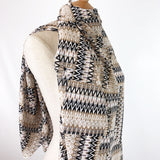 Abstract Zig Zag - Beige & Black Chiffon
