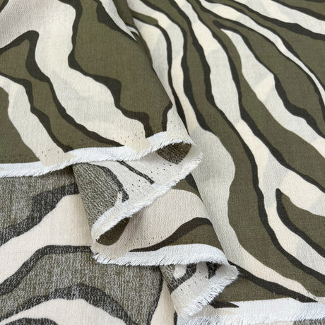 Airflow Viscose Zaraffla Olive Cream Abstract Polyamide Dress Fabric Fold