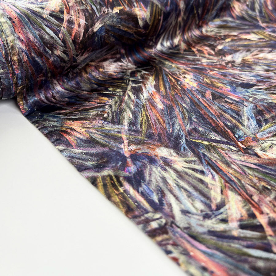 Albany 16 Momme Silk Catherine Satin Print Abstract Purple Dress Fabric Roll