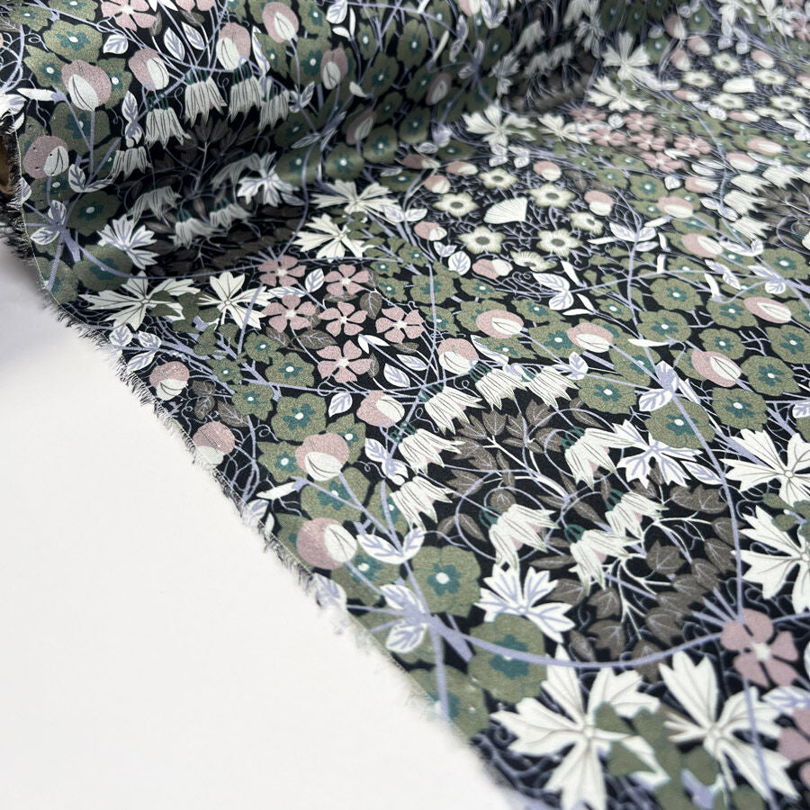 Albany 16 Momme Silk Elizabeth Satin Print Green Pink Floral Dress Fabric Roll