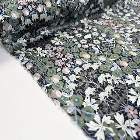 Albany 16 Momme Silk Elizabeth Satin Print Green Pink Floral Dress Fabric Roll