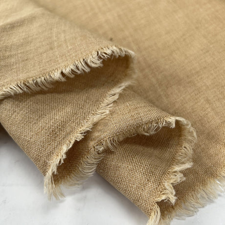 Amalfi Linen Beige Italian Plain Woven Dress Fabric Fold