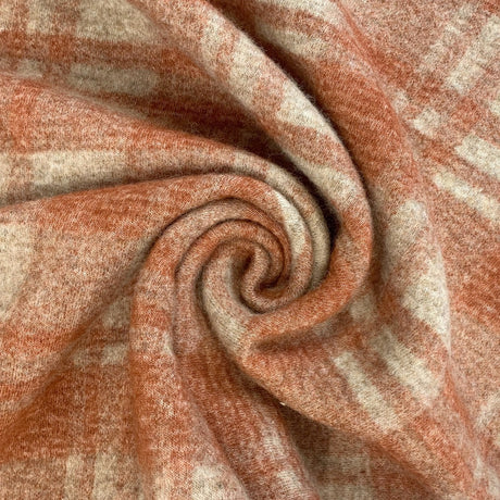 Amore Italian Rust Oatmeal Wool Check Coating Swirl