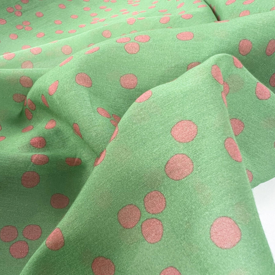 Atelier Pink Mint Dot Spot Silk Cotton Ex Designer Italian Polka Green Dress Fabric 5540B5Ec 87D7 4775 9748 4Aa56Ed23C62