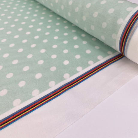 Atelier Verdant Spot Silk Cotton Ex Designer Italian Polka Mint White Dress Fabric Roll
