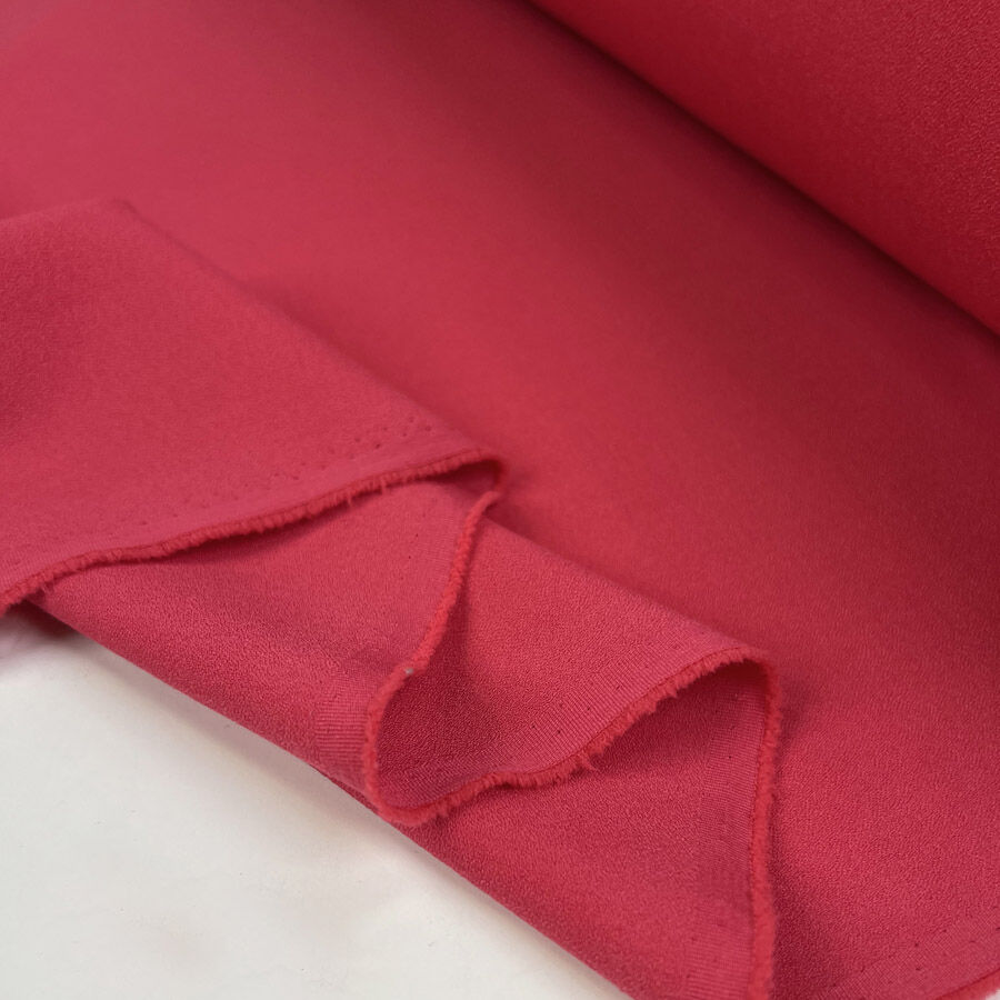Athena Crepe Cerise Polyester Viscose Spandex Plain Woven Dress Fabric Fold