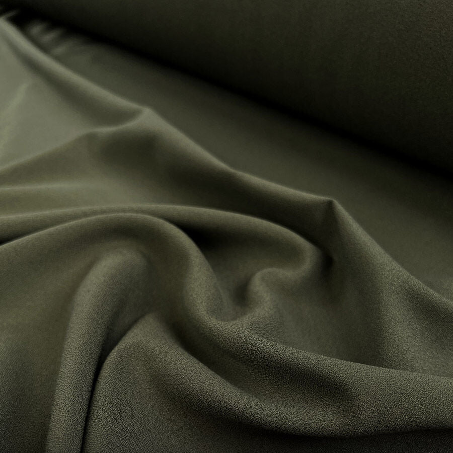 Athena Crepe Khaki Polyester Viscose Spandex Plain Woven Dress Fabric