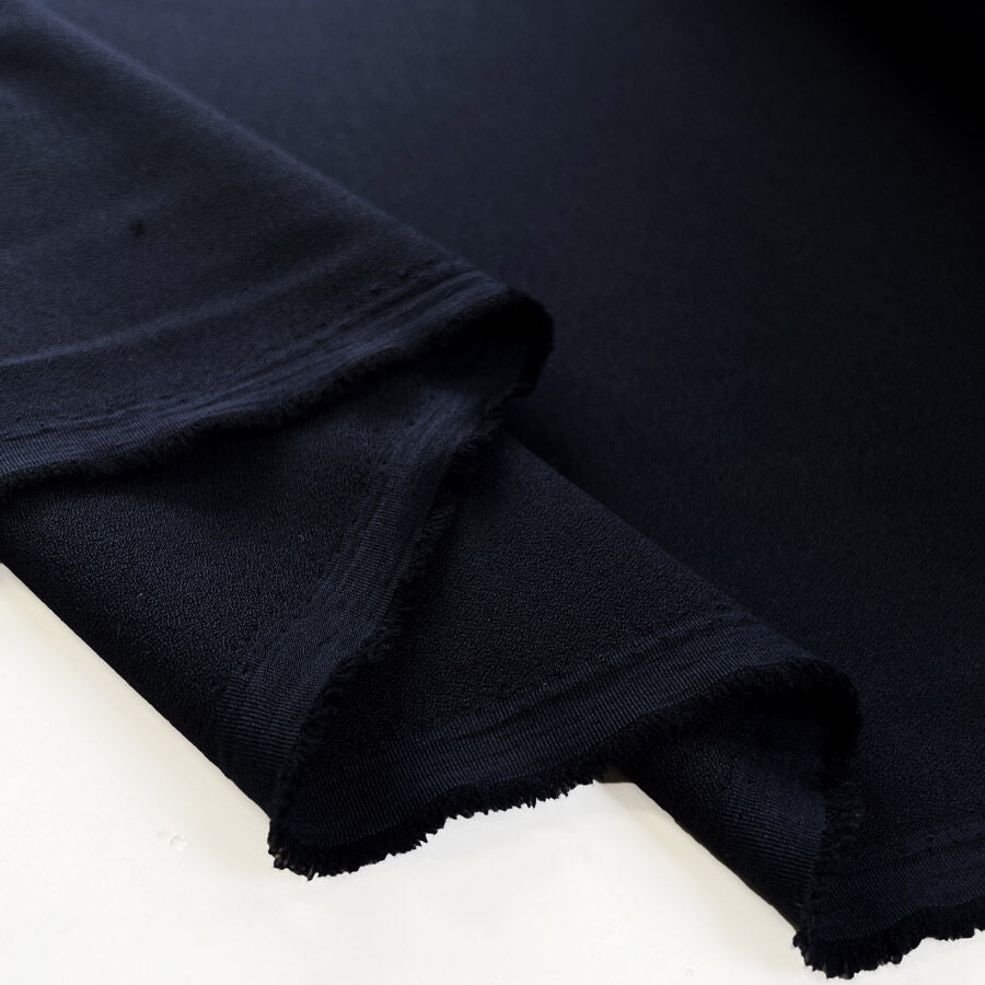 Athena Crepe Navy Polyester Viscose Spandex Plain Woven Dress Fabric Fold