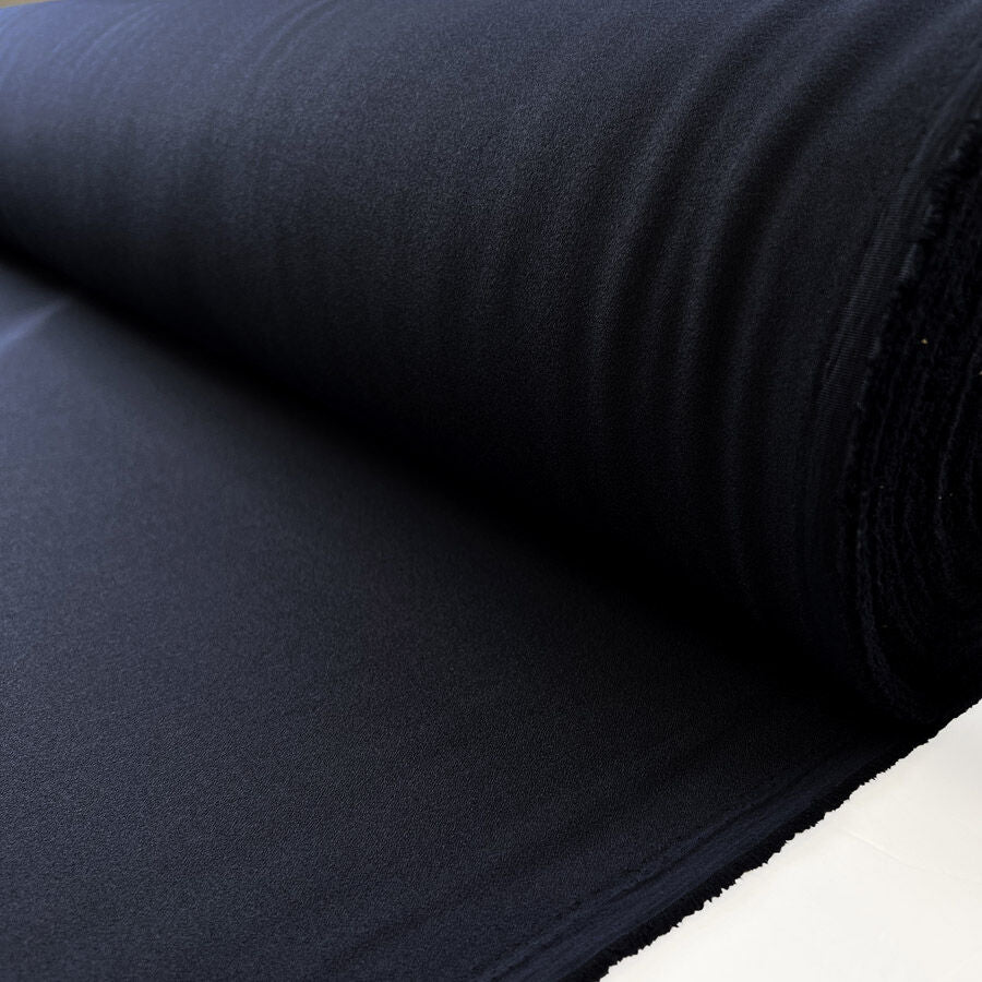 Athena Crepe Navy Polyester Viscose Spandex Plain Woven Dress Fabric Roll