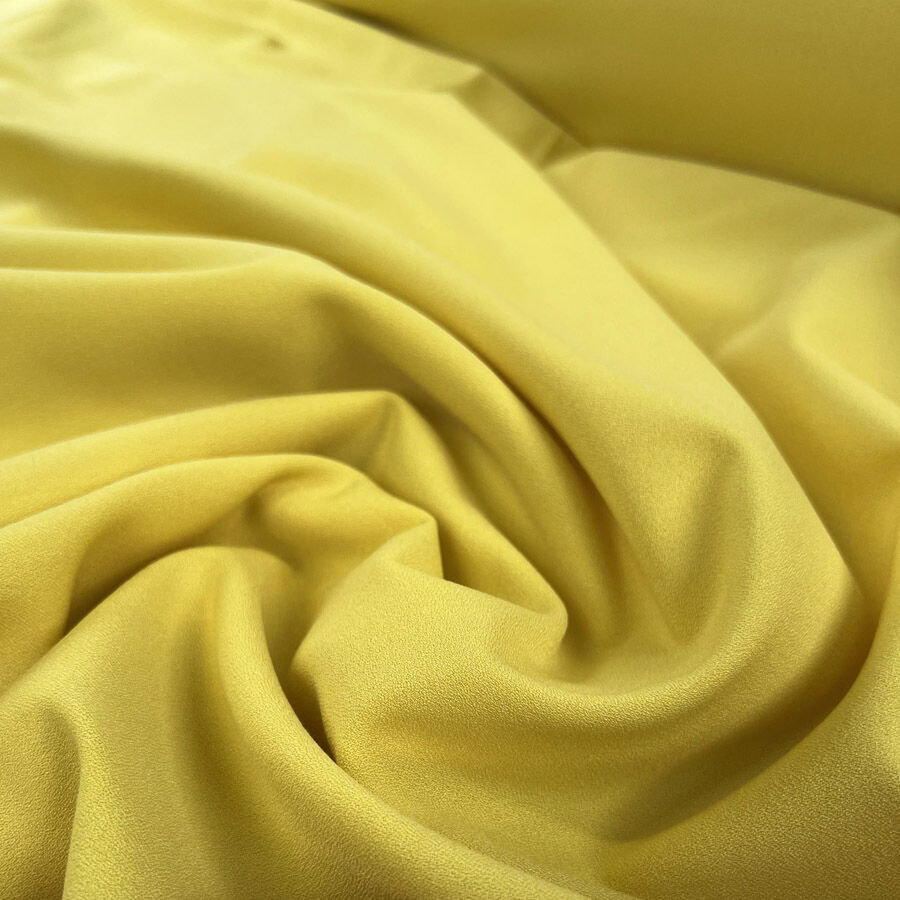 Athena Crepe Yellow Polyester Viscose Spandex Plain Woven Dress Fabric