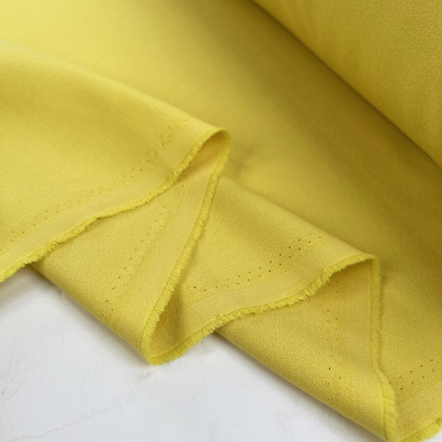 Athena Crepe Yellow Polyester Viscose Spandex Plain Woven Dress Fabric Fold