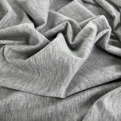 Athleisure Grey French Terry Looped Back Fine Knitted Polyester Jersey Fabric