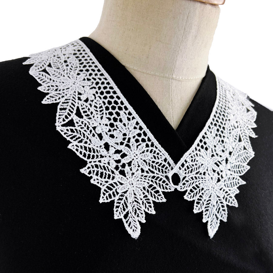 Austrian Appliqué Embroidered Collar - Alicia - White