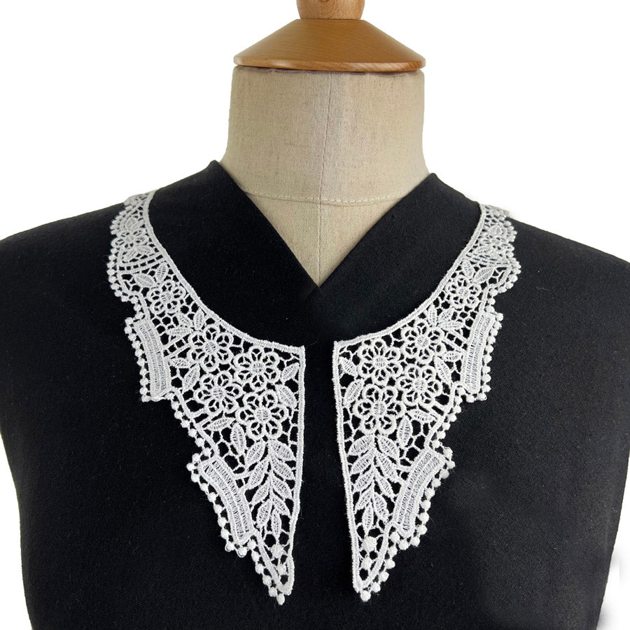 Austrian Appliqué Embroidered Collar - Olivia - White