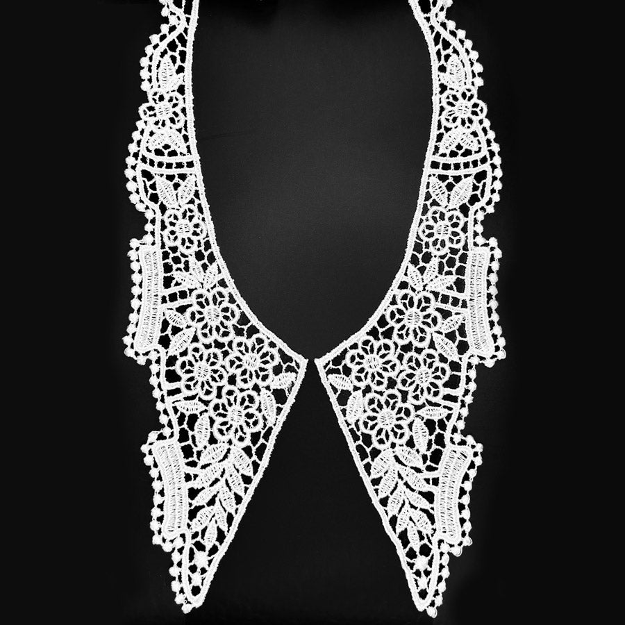 Austrian Appliqué Embroidered Collar - Olivia - White
