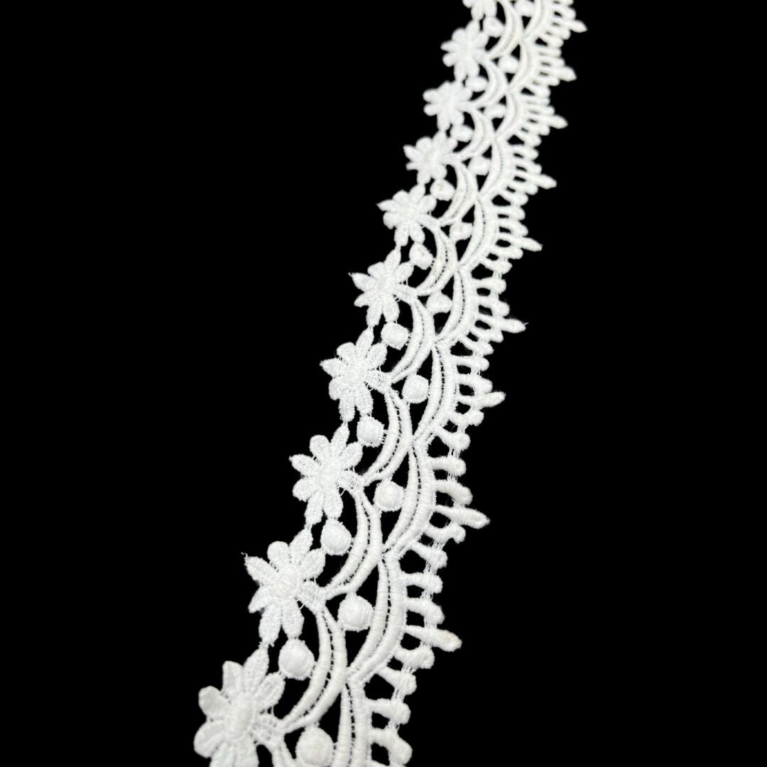 Guipure Lace Trim - Garden - White