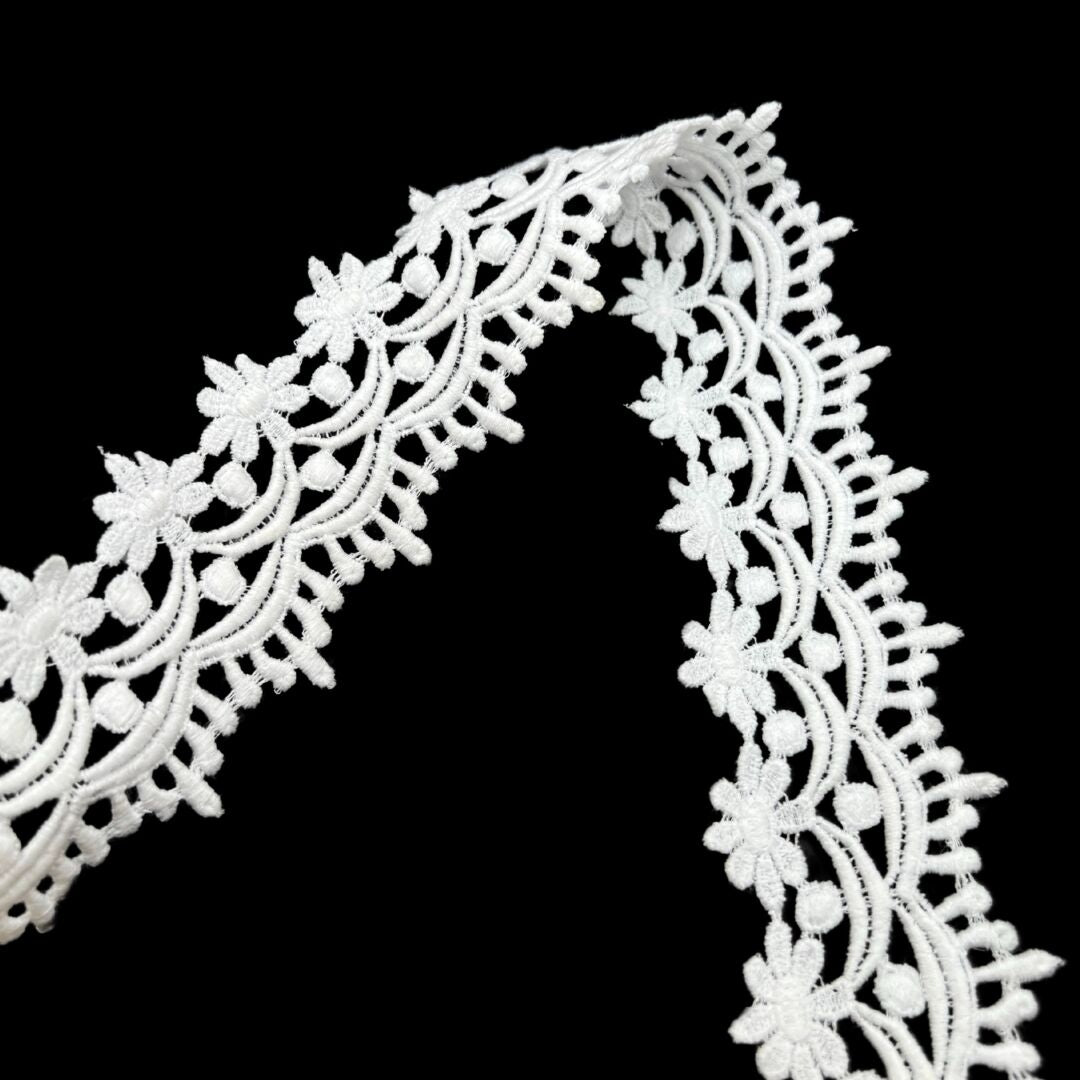 Guipure Lace Trim - Garden - White