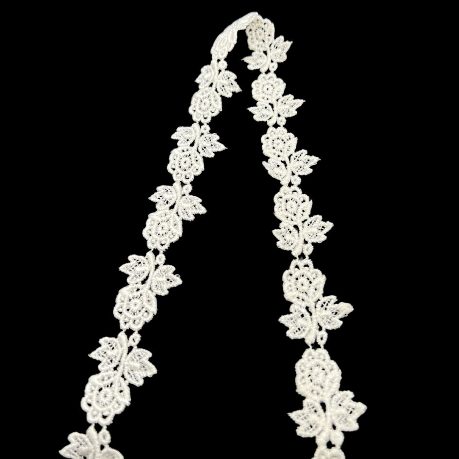 Austrian Polyester Guipure Lace Trim Rose 25mm Wide Fold