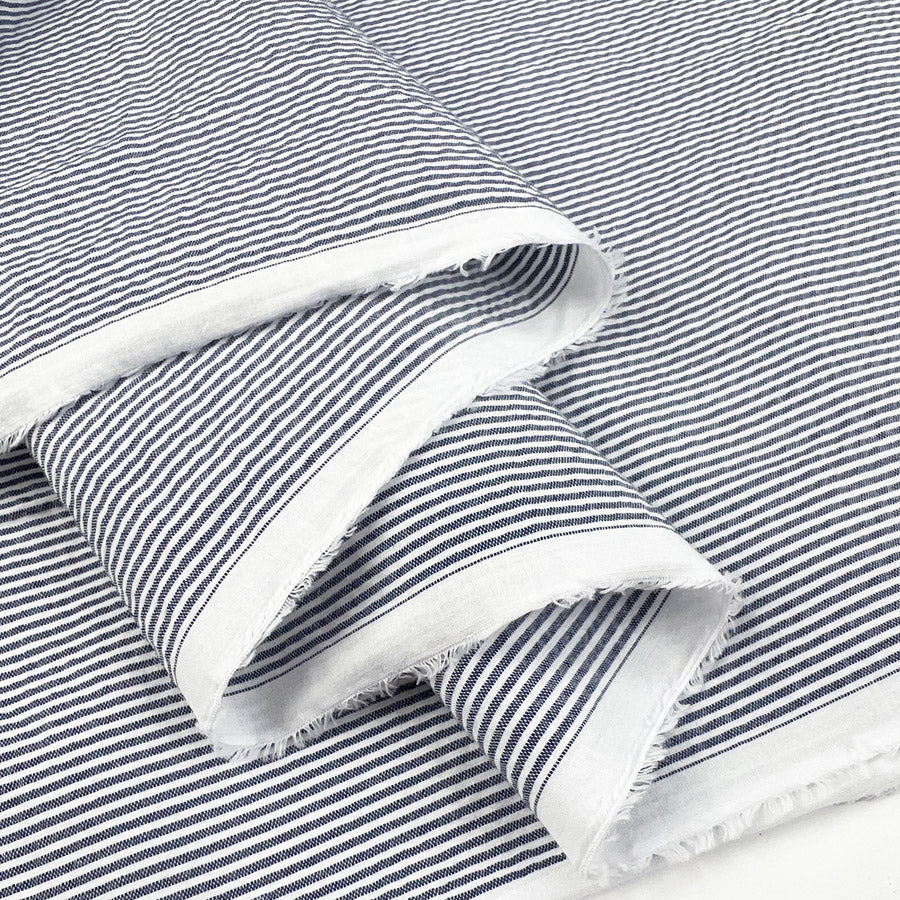Remnant - Austrian Seersucker - Navy Stripe (1m)