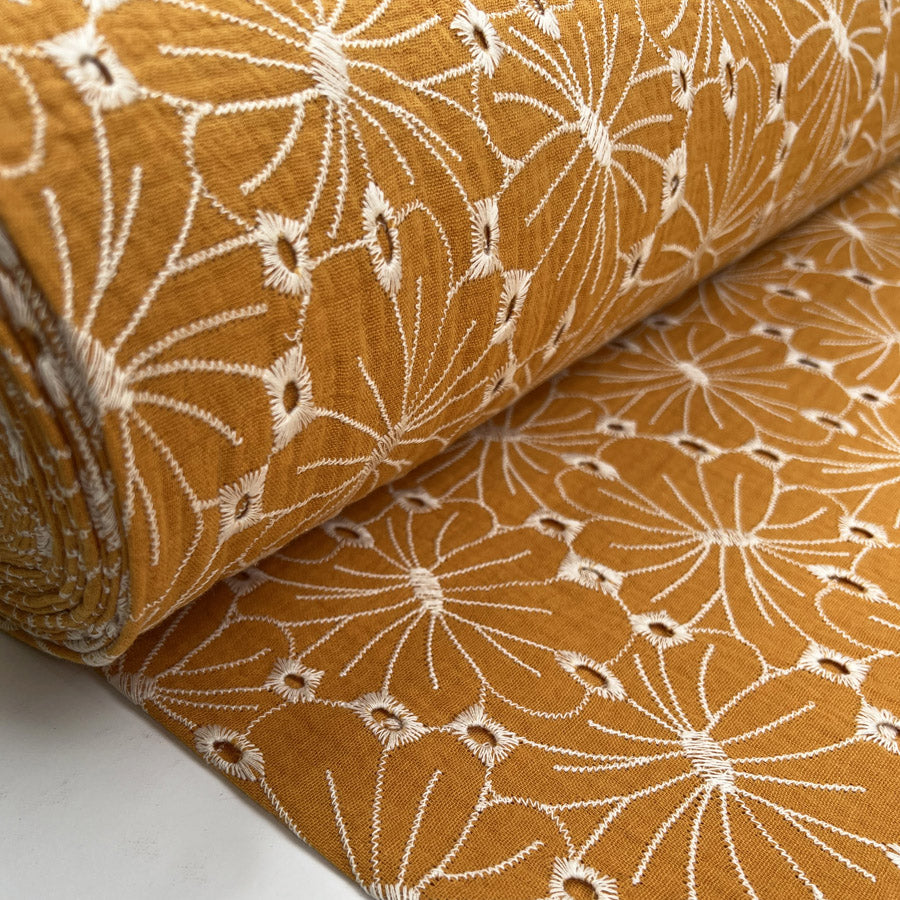 BA - Floral Double Gauze - Mustard
