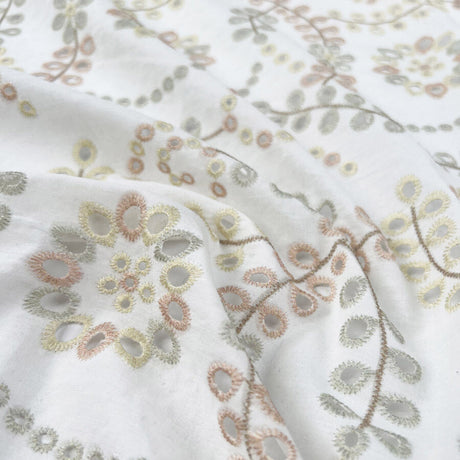 Ba Lexy Broderie Anglaise Cotton White Pastel Pink Green Yellow Floral Embroidered Dress Fabric Cu Fffe82B2 Bcf6 4D05 8E5E 92C0F3C08E81