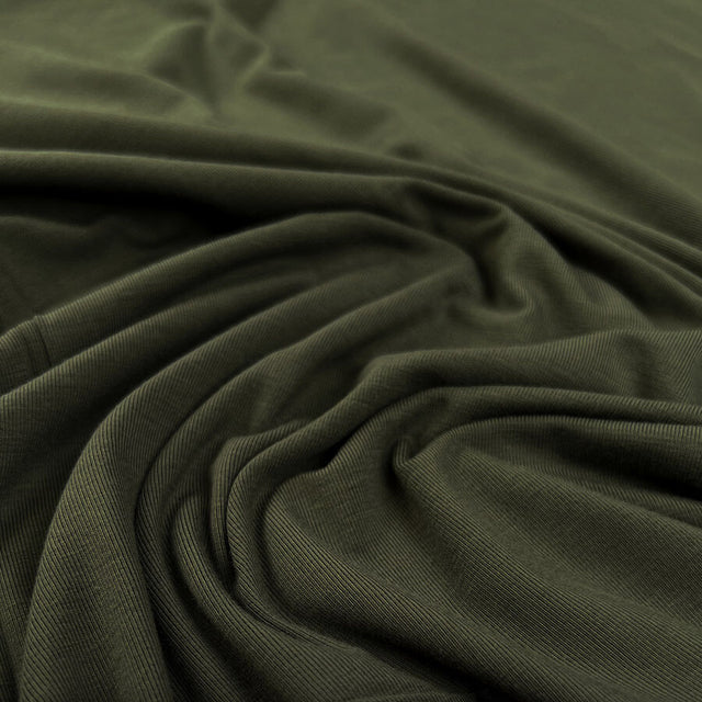 Bamboo Jersey Army Green Elastane Plain Knitted Tshirt Fabric