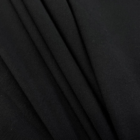 Bamboo Jersey Black Knitted Elastane Stretch Plain Dress Fabric